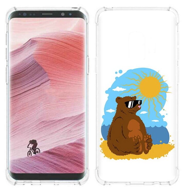 Чехол задняя-панель-накладка-бампер MyPads медведь на чиле для Samsung Galaxy S9 противоударный