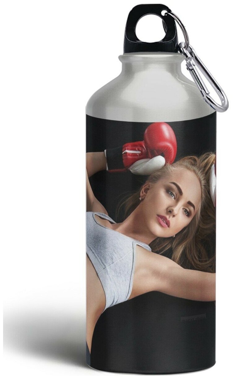Бутылка спортивная,туристическая фляга, 500мл с карабином Спорт бокс девушка - 254