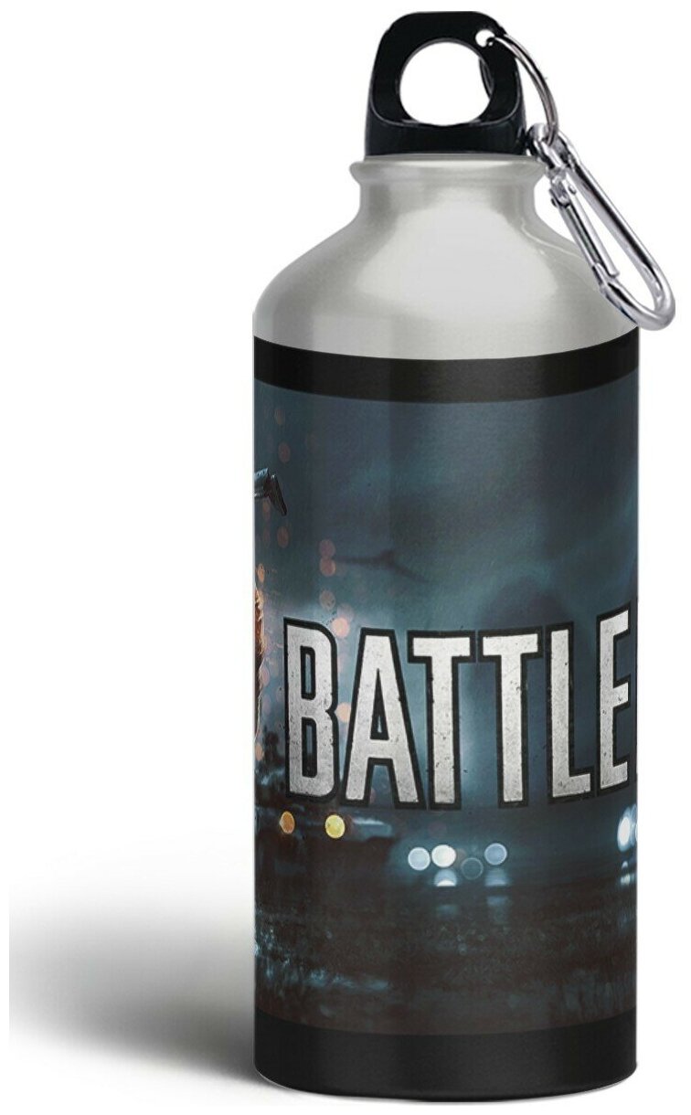 Бутылка спортивная, туристическая фляга, 500мл с карабином Battlefield 4-2