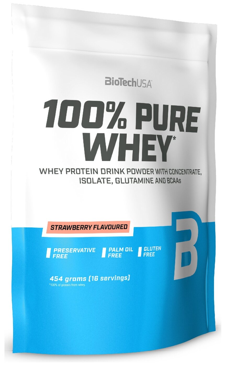 Протеин сывороточный BioTech USA 100% Pure Whey (454 г) Клубника