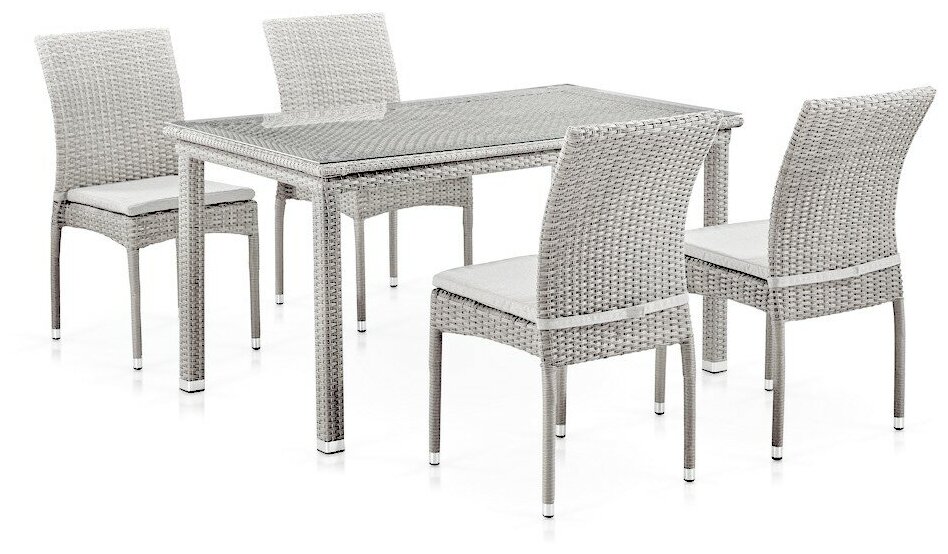 Комплект плетеной мебели T256С/Y380C-W85 Latte 140х80 (4+1) + подушки в комплекте Afina