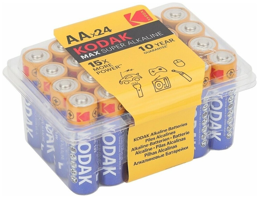 Батарейки Kodak LR6-24 plastic box MAX SUPER Alkaline [24 AA PVC] 24шт