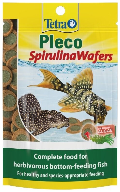 Tetra Pleco Spirulina Wafers корм для донных рыб с водорослями, 15 г