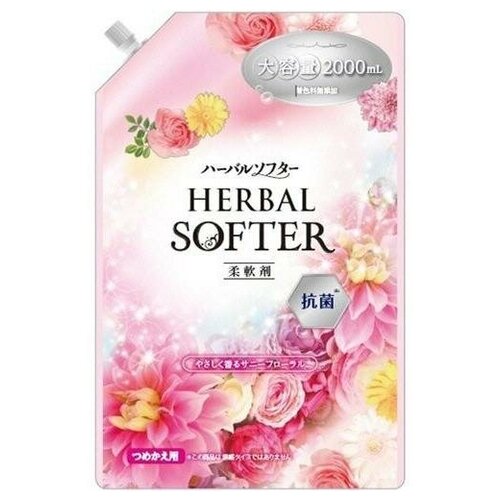 Кондиционер для белья с нежным ароматом цветов 2000 мл, Mitsuei Herbal Softer, Япония / Антибактериальный гель ополаскиватель для одежды, вещей, детского белья парфюмированный / Жидкое средство для полоскания белья 2 литра / Бытовая химия для дома