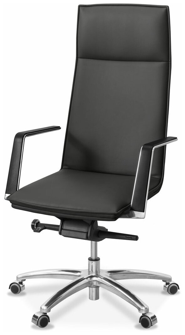 Кресло руководителя Соло на колесиках, регулируемое, экокожа премиум, Юнитекс, компьютерное и офисное кресло, черное