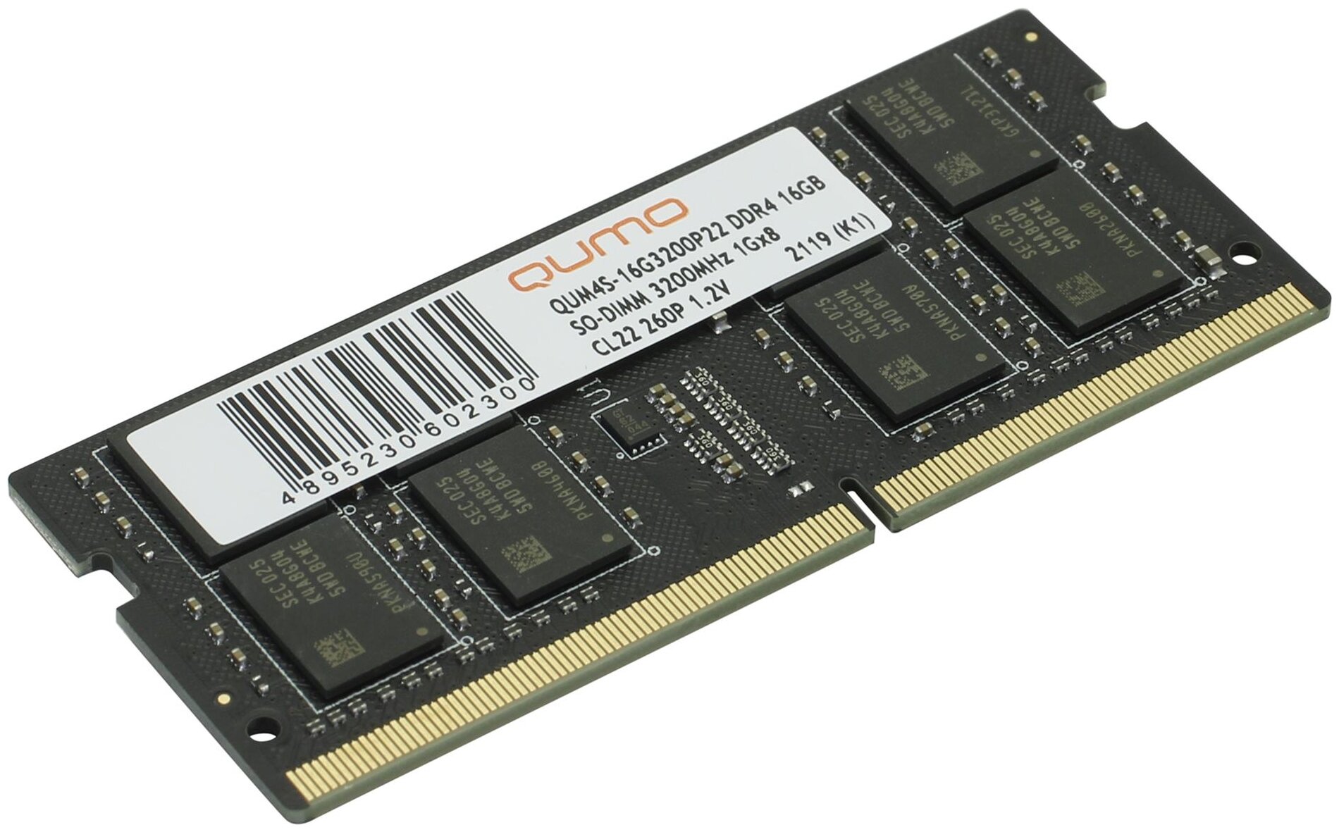 Модуль памяти Qumo SO-DIMM DDR4 16ГБ PC4-25600 3200MHz 1.2V, CL22, QUM4S-16G3200P22 - фото №2