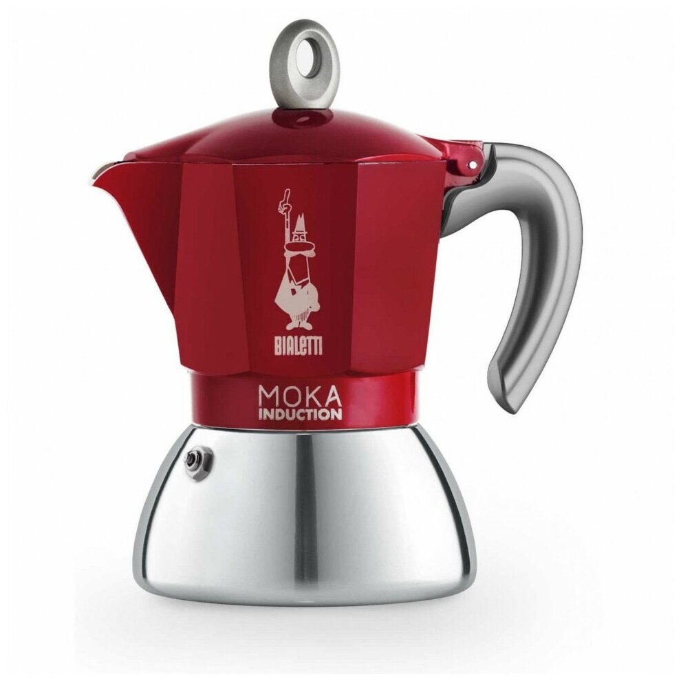 фото Кофеварка гейзерная Bialetti Moka Induction, 270мл, красная, 6 порций