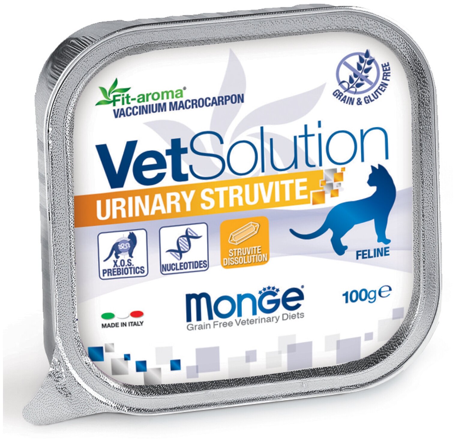 Monge VetSolution Cat Urinary Struvite, влажный корм диета для кошек Уринари Струвит, ламистер 12 х 100 г
