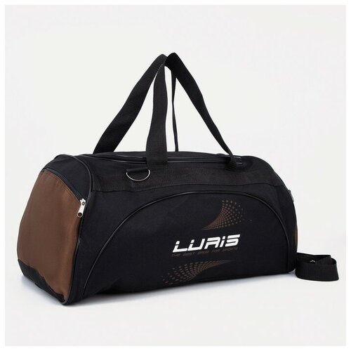 фото Сумка спортивная, на молнии, 2 наружных кармана, длинный ремень, цвет чёрный/коричневый recom