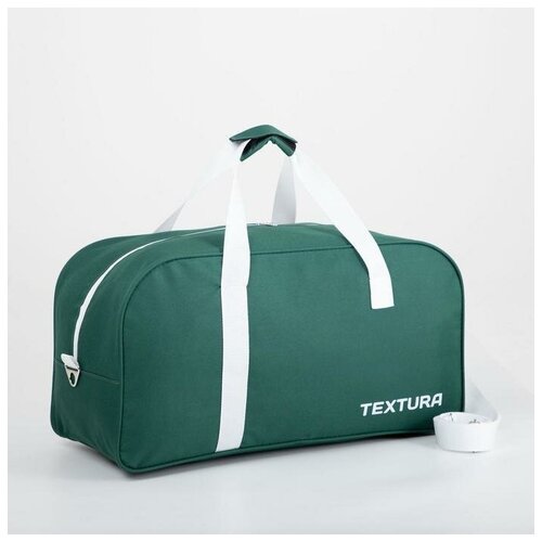 фото Сумка дорожная на молнии, длинный ремень, цвет зелёный textura