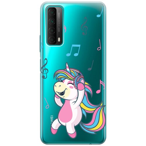 Силиконовый чехол с принтом Musical Unicorn для Huawei P Smart (2021) / Хуавей П Смарт (2021) силиконовый чехол на huawei p smart 2021 хуавей п смарт 2021 с 3d принтом floral unicorn прозрачный