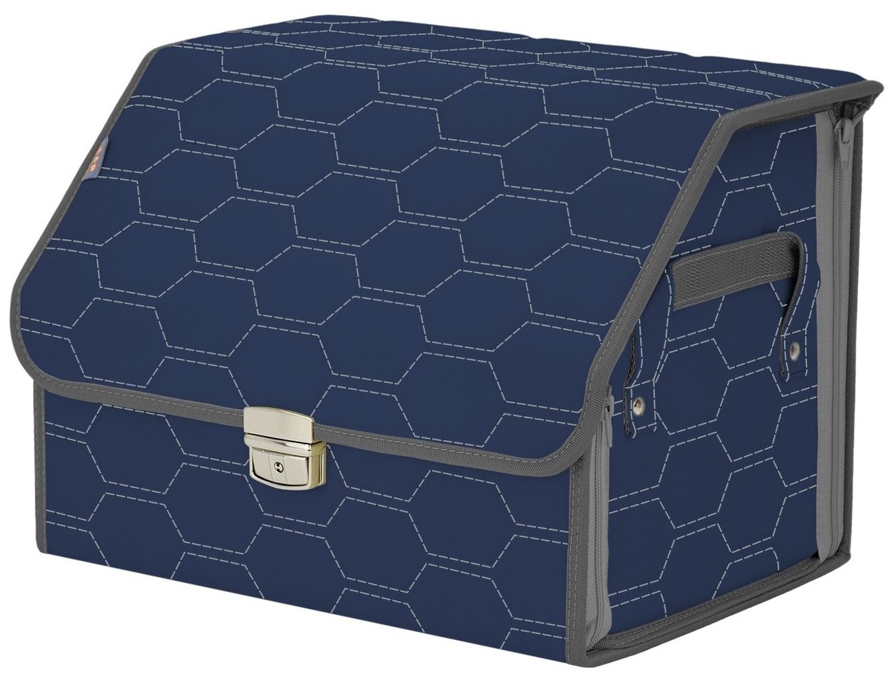 Органайзер-саквояж в багажник "Союз Премиум" (размер M). Цвет: синий с серой прострочкой Соты.