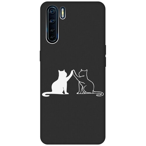 Матовый Soft Touch силиконовый чехол на OPPO A91, Reno3, Оппо А91, Рено 3 с 3D принтом Cats W черный матовый soft touch силиконовый чехол на oppo a91 reno3 оппо а91 рено 3 с 3d принтом couple lines w черный