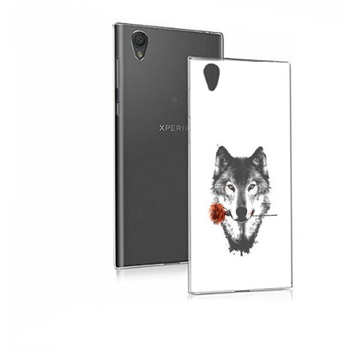Чехол задняя-панель-накладка-бампер MyPads волк с розой для Sony Xperia E5 противоударный