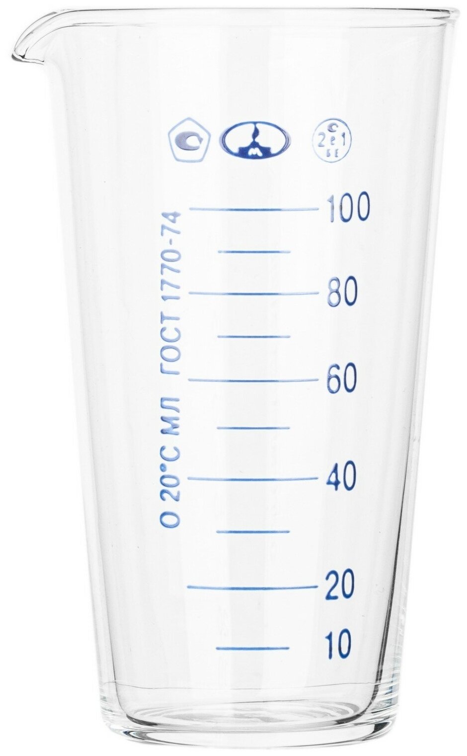 Мензурка MMD ТУ ГОСТ-1770-74, 100мл, 55х55х105мм, стекло, прозрачный