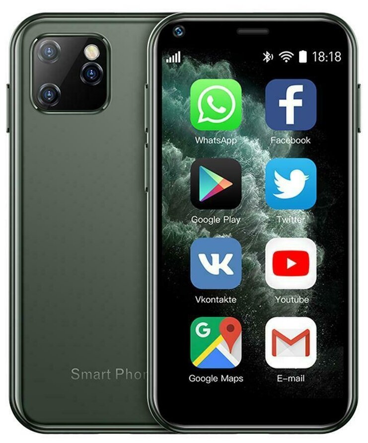 Мини-смартфон Soyes Xs11 с 8 ГБ памяти и зеленым корпусом