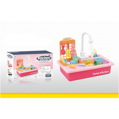 фото Игрушка детская раковина с водой и набором посуды / кухонная мойка для детской кухни / детская плита wd-р42 игродом