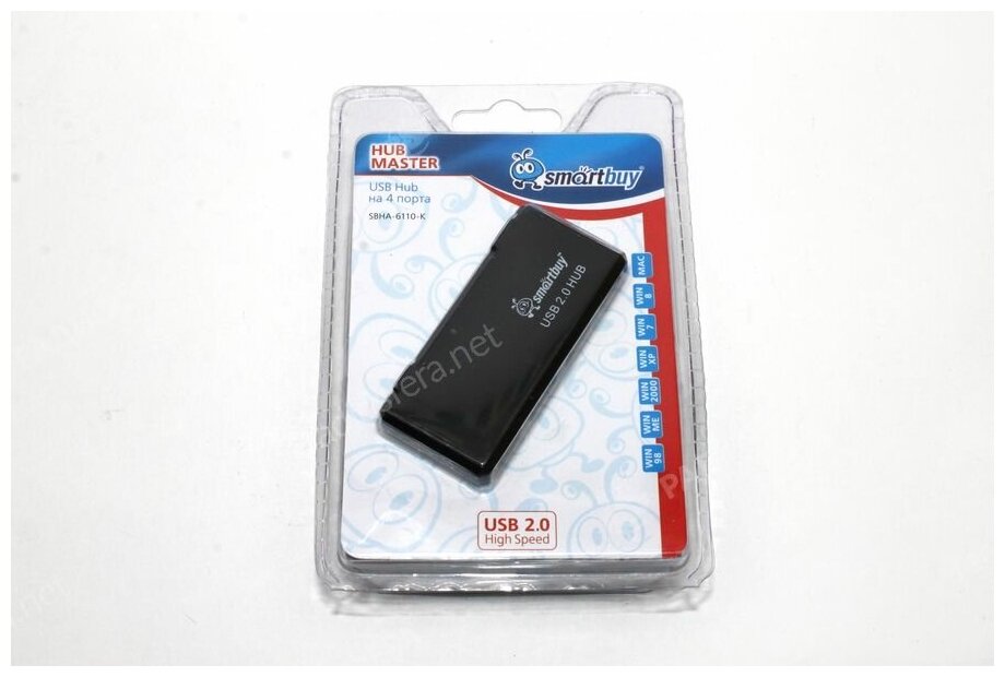 USB 2.0 Хаб Smartbuy 6110, 4 порта, черный