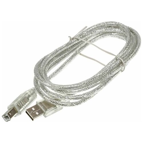 Кабель NINGBO USB A(m) USB B(m) 1.8м прозрачный