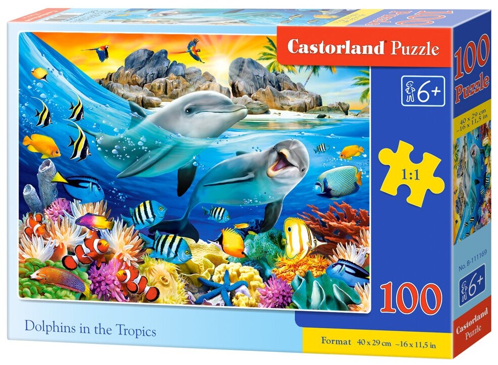 Пазл Castorland 100 деталей: Дельфины в тропиках