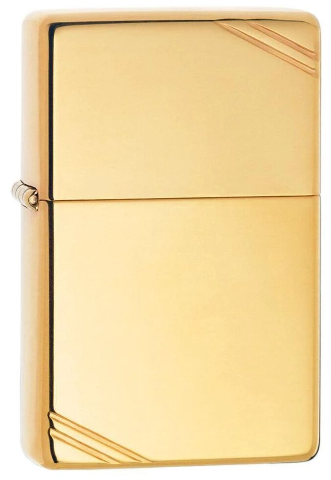 Оригинальная бензиновая зажигалка ZIPPO Vintage™ с покрытием High Polish Brass, латунь/сталь, золотистая, 38x13x57 мм