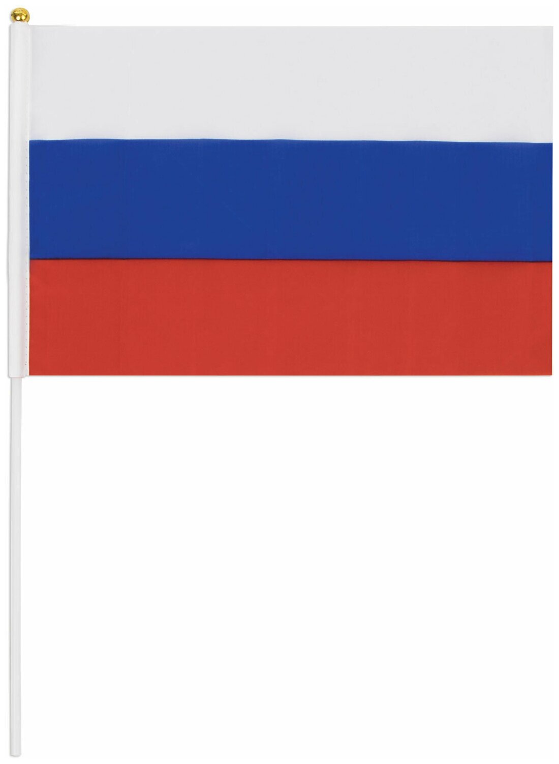 Флаг России ручной 30х45 см, без герба, с флагштоком, BRAUBERG/STAFF, 550182, RU14 В комплекте: 5шт.