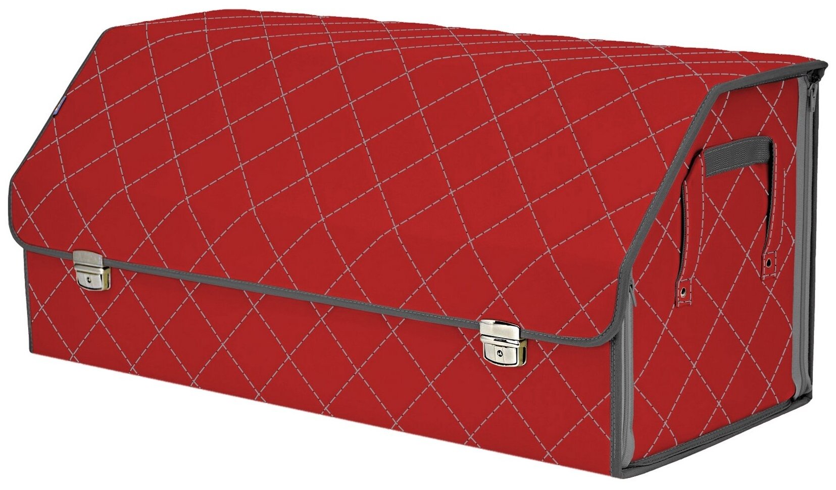 Органайзер-саквояж в багажник "Союз Премиум" (размер XXL). Цвет: красный с серой прострочкой Ромб.