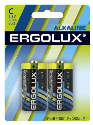 Ergolux Элемент питания алкалиновый C/LR14 1.5В Alkaline BL-2 (блист.2шт) Ergolux 11751