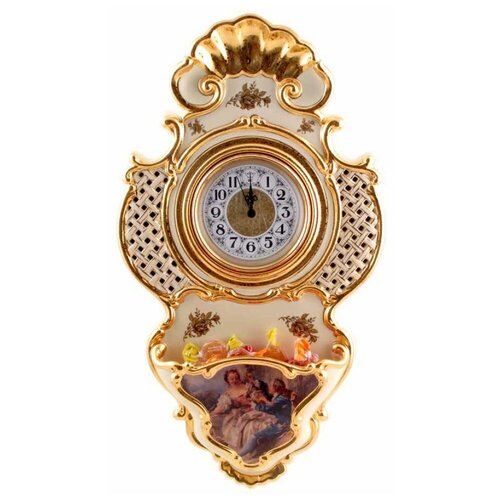 BAROQUE Часы настенные D32хH56 см, керамика, цвет кремовый, декор золото