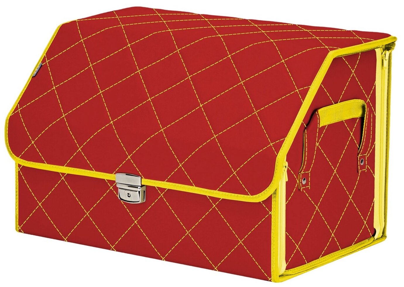 Органайзер-саквояж в багажник "Союз Премиум" (размер L). Цвет: красный с желтой прострочкой Ромб.
