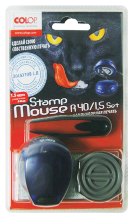 Печать самонаборная Colop Stamp Mouse R40/15 SET пластик корпсиний 15кр оттиссиний шир40мм выс40мм