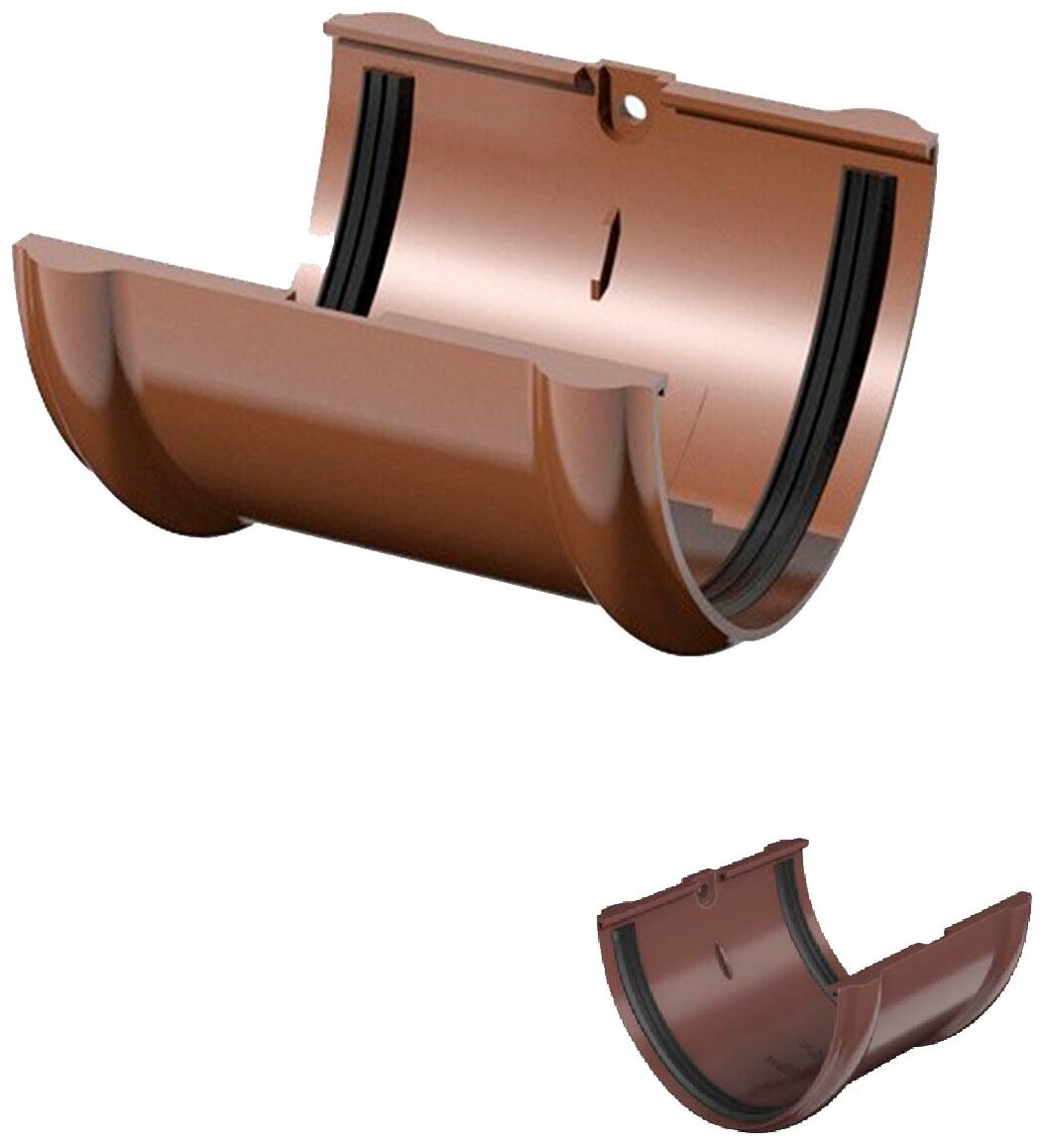 фото Соединитель желобов водостока VERAT 125мм, цвет коричневый