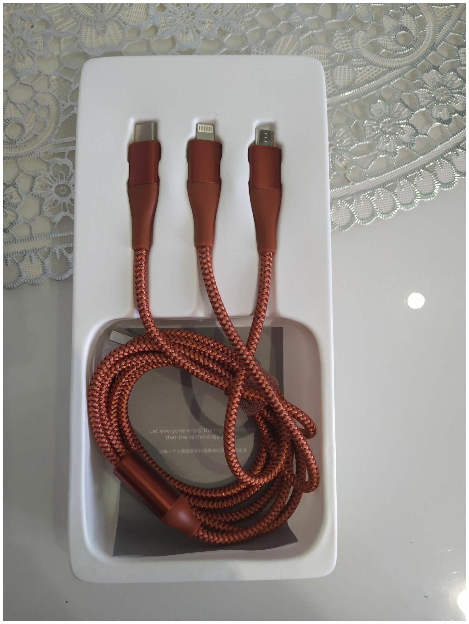 Кабель XIAOMI Solove DW1, USB A(m), Lightning (m), micro USB B (m), USB Type-C (m), 1.2м, красный [dw1 red] - фото №8