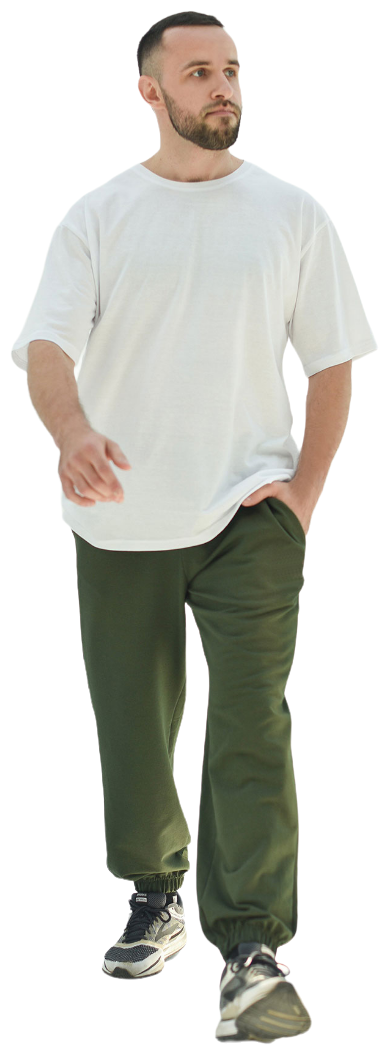 Мужские брюки Спорт Зеленый Футер Оптима трикотаж с карманами с поясом на кулиске 