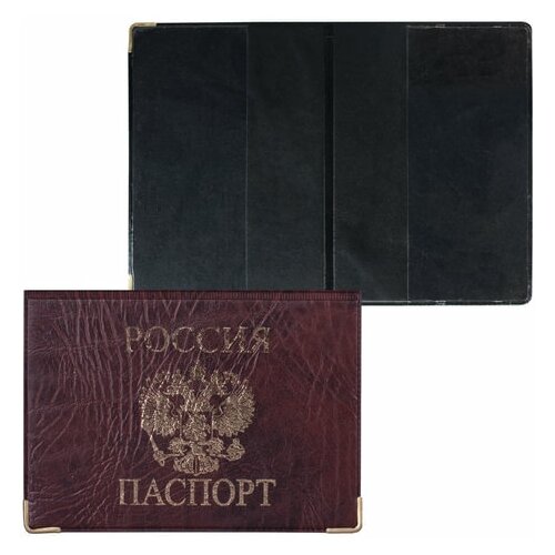 фото Обложка для паспорта топ-спин "паспорт россии", пвх "под кожу", печать "золотом" (од-01)