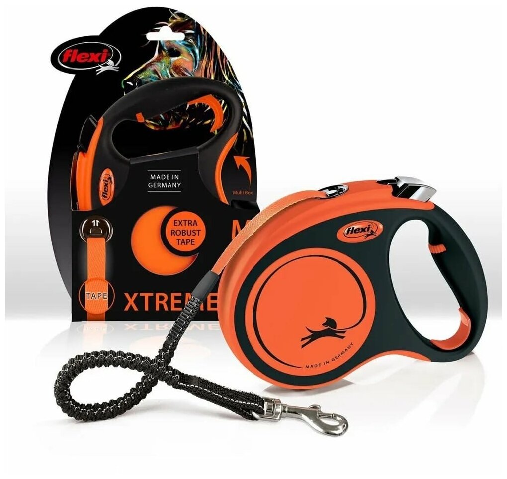 Поводок-рулетка для соба весом до 65 кг flexi Xtreme L 5 м лента оранжевая - фотография № 10