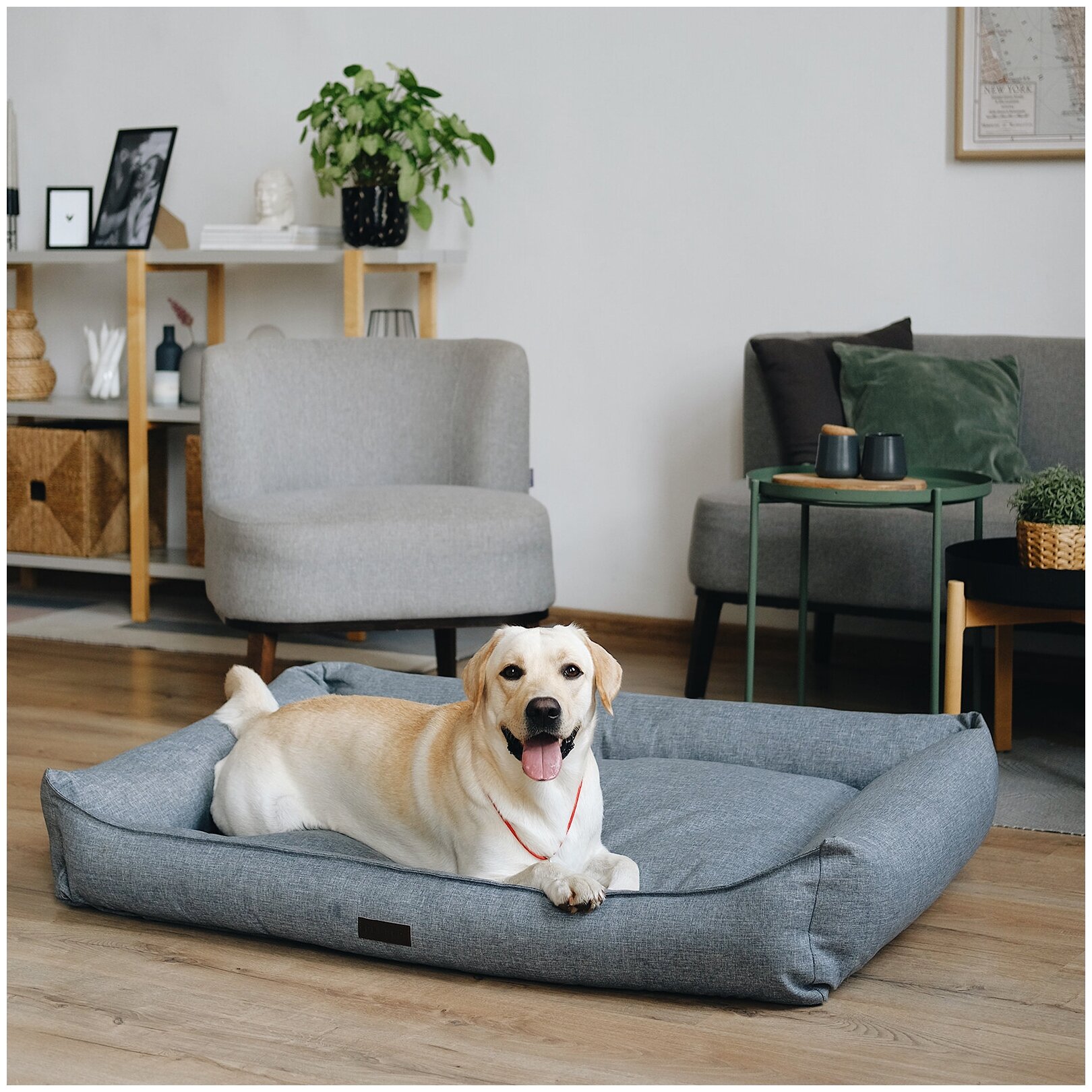 Сменный чехол лежанки для животных PET BED Рогожка, размер XL 120х90 см, серый - фотография № 2