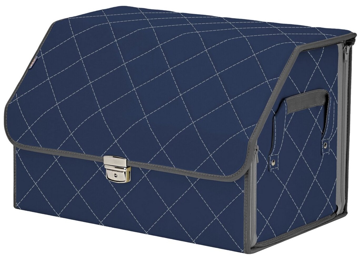 Органайзер-саквояж в багажник "Союз Премиум" (размер L). Цвет: синий с серой прострочкой Ромб.