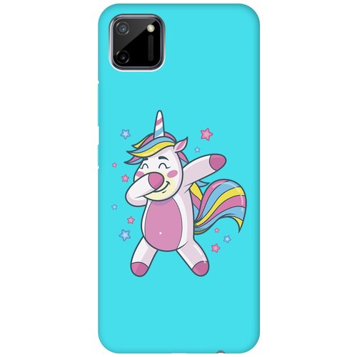 Матовый чехол Unicorn Dab для realme C11 / Рилми С11 с 3D эффектом бирюзовый матовый чехол lady unicorn для realme c11 рилми с11 с 3d эффектом розовый