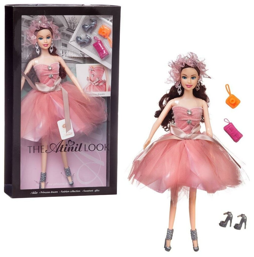 Кукла Junfa Atinil (Атинил) Модный показ (в розовом платье с воздушной юбкой) в наборе с аксессуарами, 28см WJ-21560/2