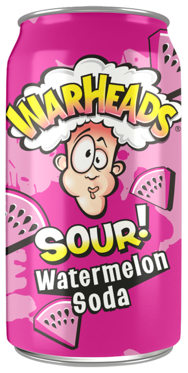 Газированный напиток Warheads Sour! Watermelon Soda, содовая со вкусом арбуза США ,( 3 банки по 355мл) - фотография № 3