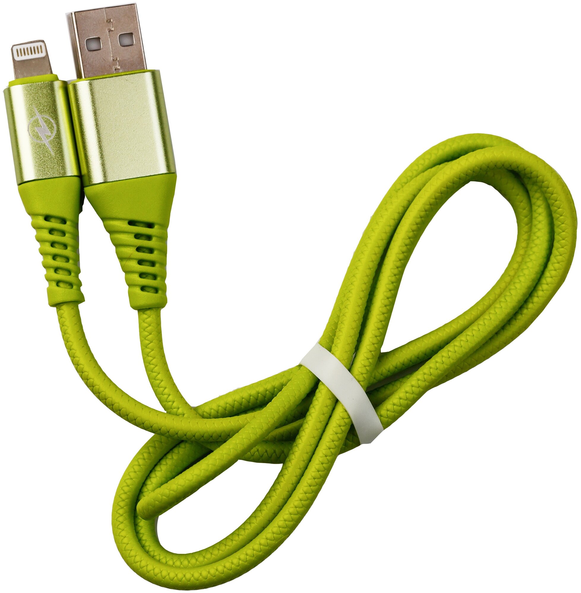 Дата-кабель SmartBuy 8pin кабель в резин. оплетке Gear, 1м. мет. након, <2А, салат. — фото 1