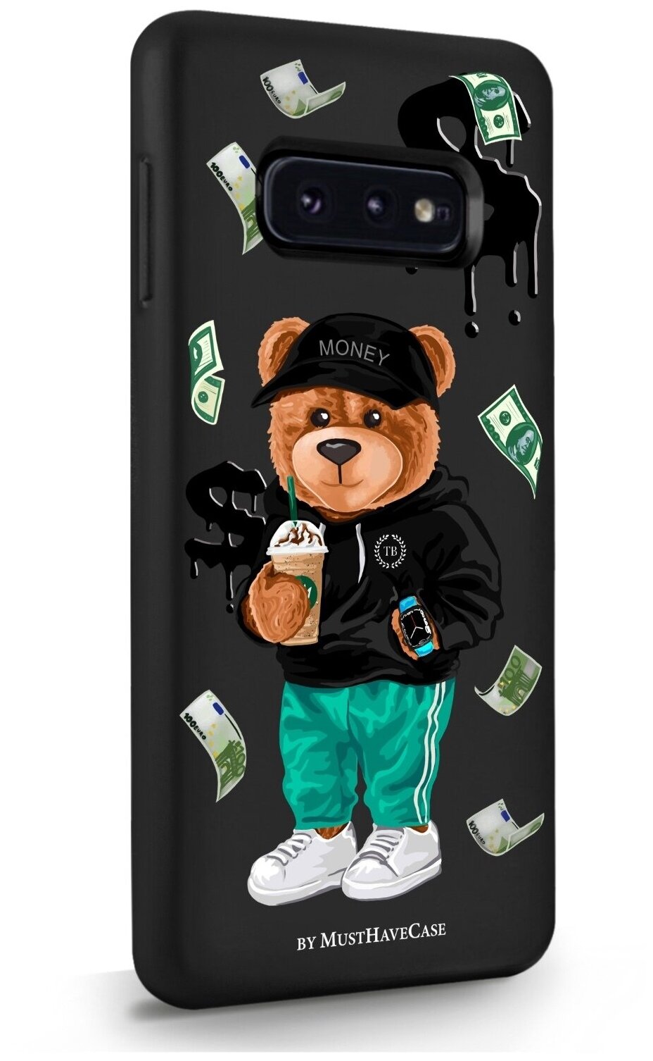 Черный силиконовый чехол MustHaveCase для Samsung Galaxy S10E Tony Bear/ Мишка Тони для Самсунг Галакси С10Е