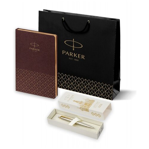 Подарочный набор: Шариковая ручка Parker Jotter Russia SE, цвет: St. Steel GT и Ежедневник недатированный, коричневый