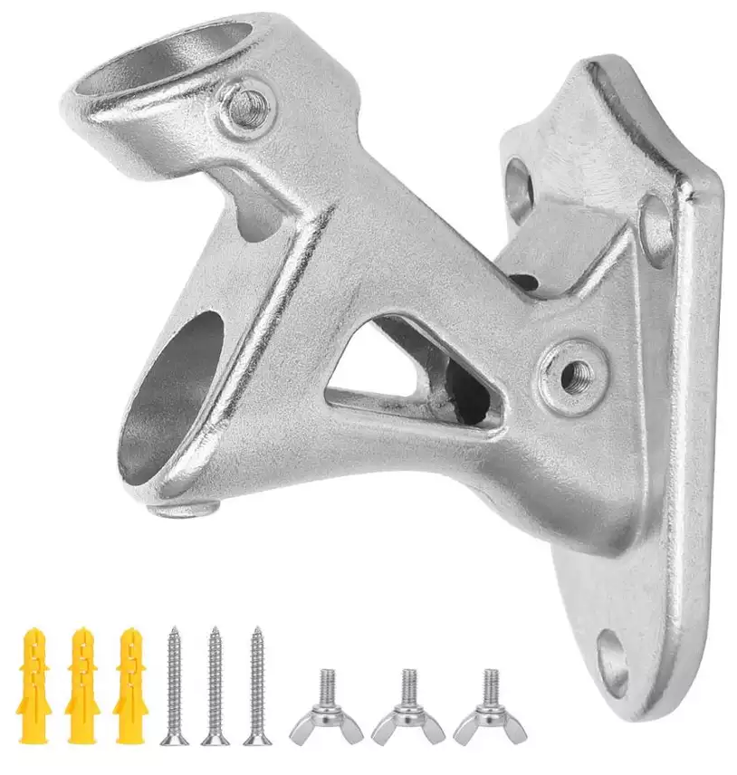 фото Кронштейн крепежный Matoka / Настенное крепление для одного флага, флагштока угол 90 или 45, серебристый, 1 шт.