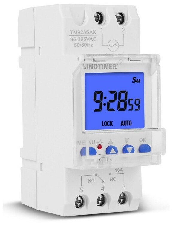 Реле времени недельное универсальное 220В Sinotimer TM919 30A на DIN рейку - куп