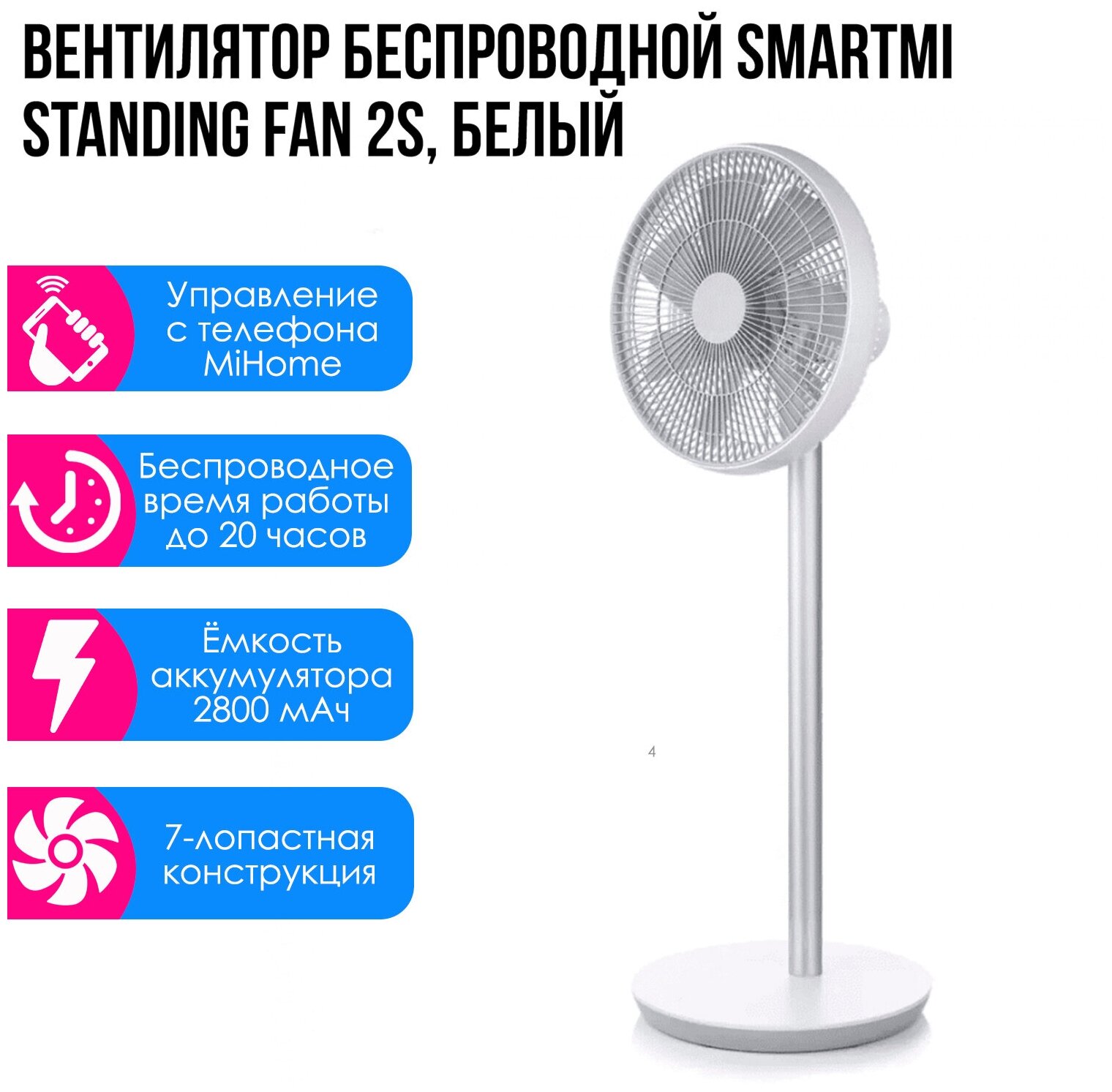 Напольный вентилятор Smartmi Напольный вентилятор Smartmi Dc Inverter Floor Fan 2S, white, white