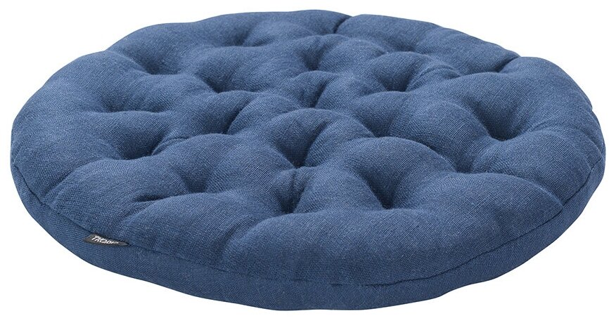 Подушка на стул Tkano круглая из стираного льна синего цвета из коллекции Essential 40х40x4 см (TK22-CP0005)