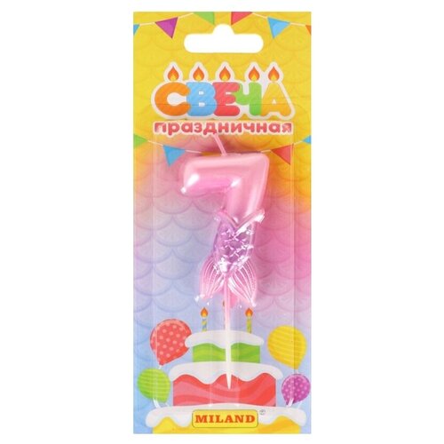 Свеча для торта Русалка розовая Цифра 7. арт. C-7245/РК