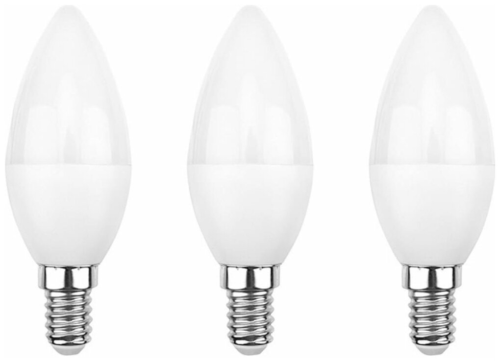 REXANT Светодиодные лампы Rexant 604-023-3 Лампа светодиодная Свеча (CN) 9,5 Вт E14 903 лм 2700 K теплый свет (3шт)